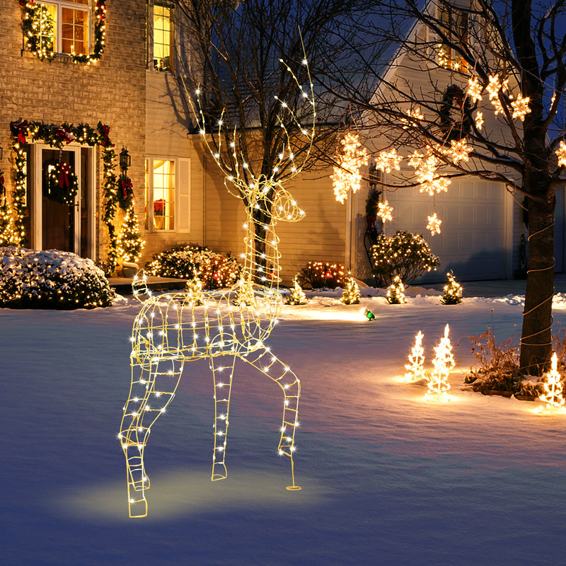 6ft Lighted Reindeer Christmas Decor 300 Warm White LED Lights for Festive Yard Decor
