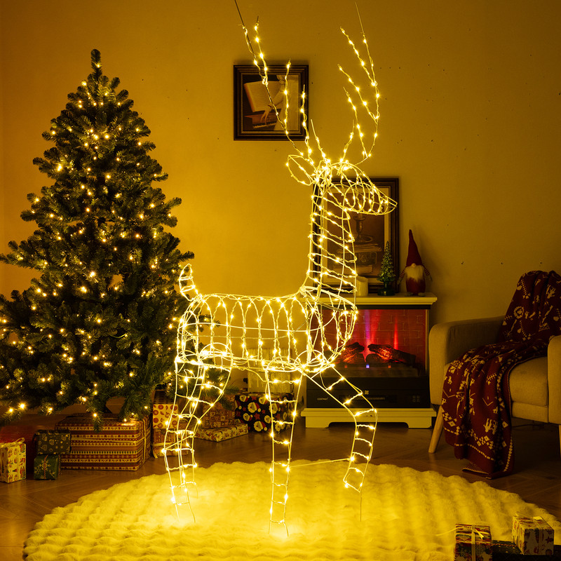 6ft Lighted Reindeer Christmas Decor 300 Warm White LED Lights for Festive Yard Decor