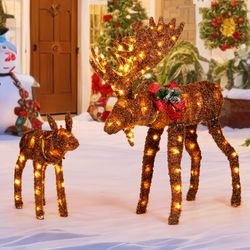 lighted moose family christmas decor 170led warm white lights for outdoor & yard decor
