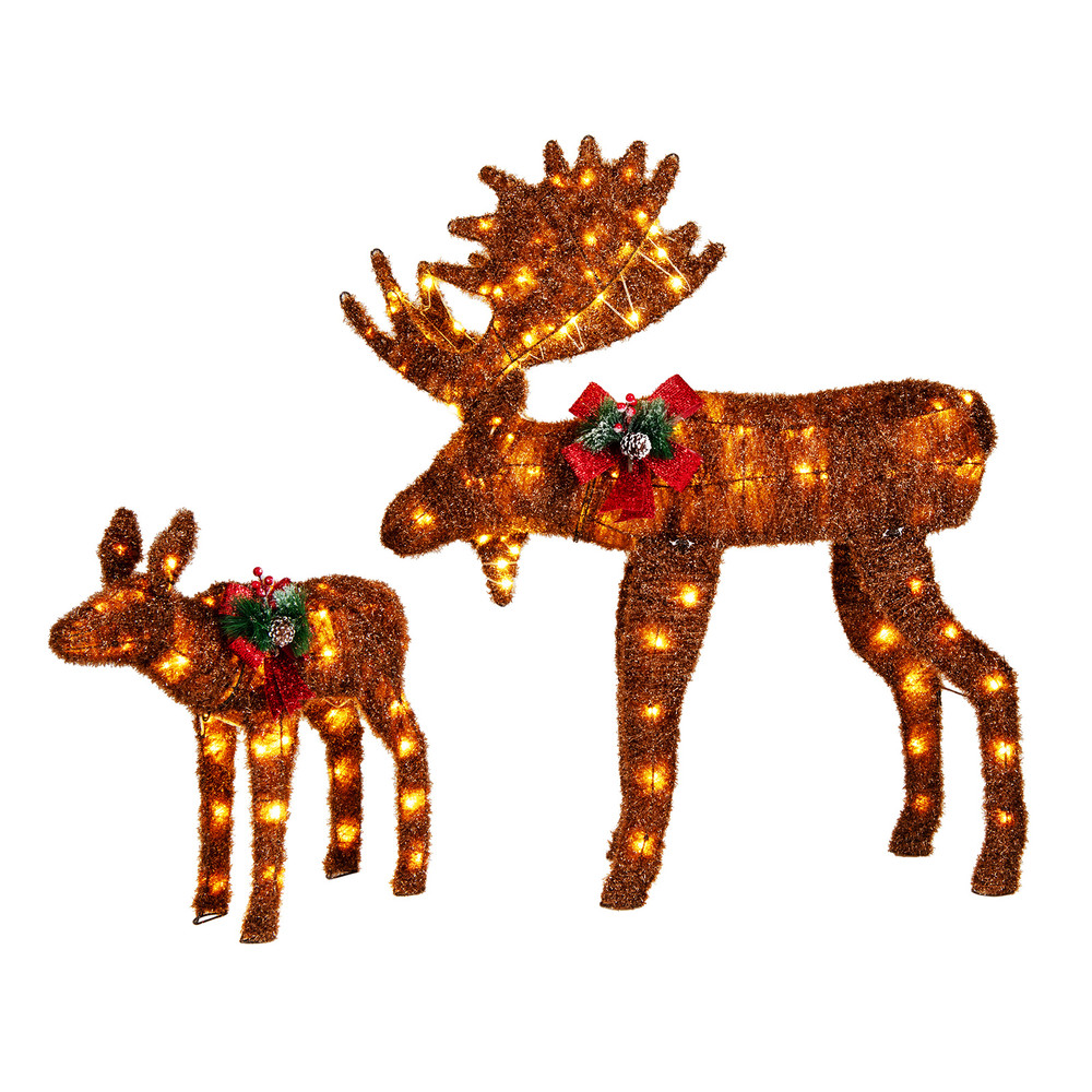 Lighted Moose Family Christmas Decor 170LED Warm White Lights for Outdoor & Yard Decor
