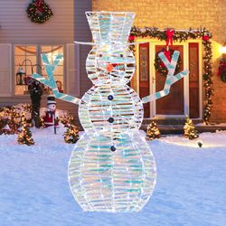led snowman christmas decor 4ft iridescent outdoor snowman with white lights & ground stakes