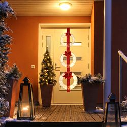 set of 3 christmas lighted wreaths with warm white led lights & bows