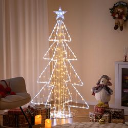 5 feet animated christmas tree with warm & cold led lights, indoor/outdoor decor