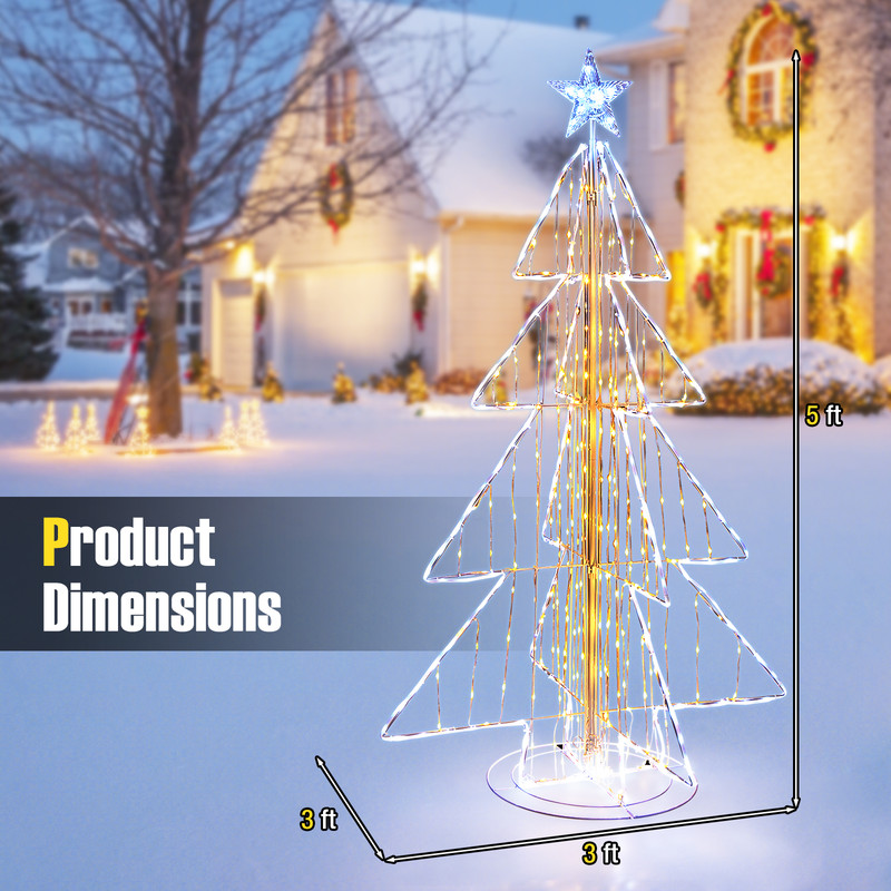 5 Feet Animated Christmas Tree With Warm Cold LED Lights IndoorOutdoor Decor 5