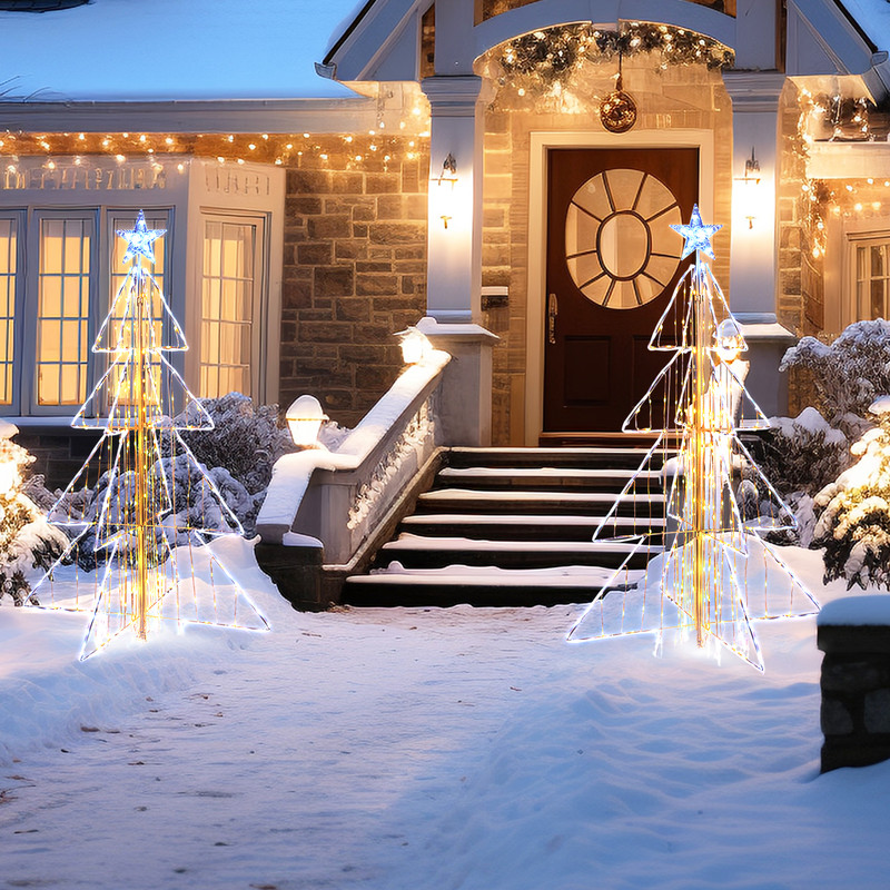 5 Feet Animated Christmas Tree With Warm Cold LED Lights IndoorOutdoor Decor 2