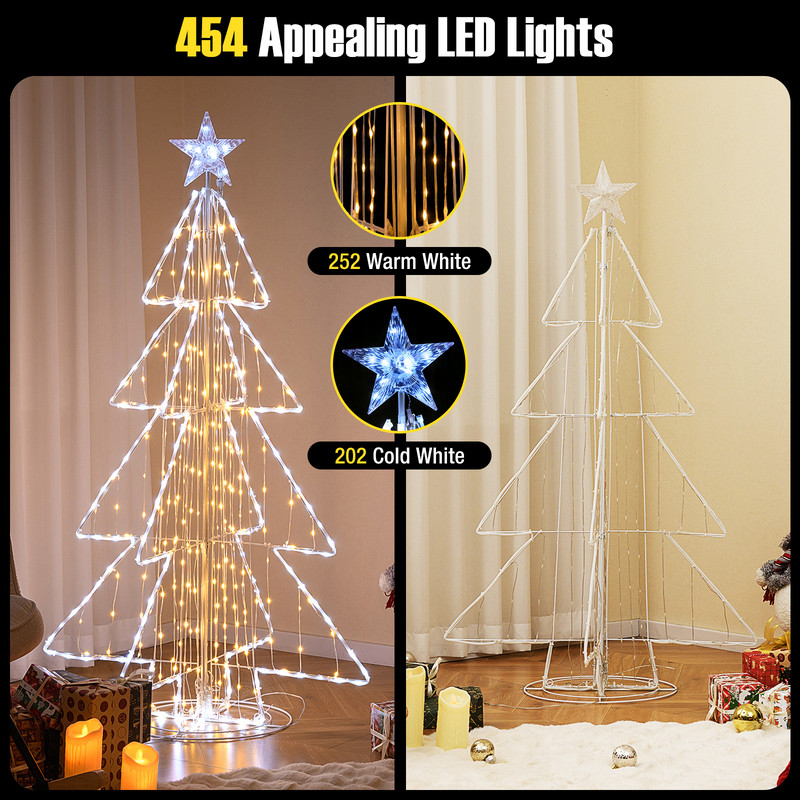 5 Feet Animated Christmas Tree With Warm Cold LED Lights IndoorOutdoor Decor 7