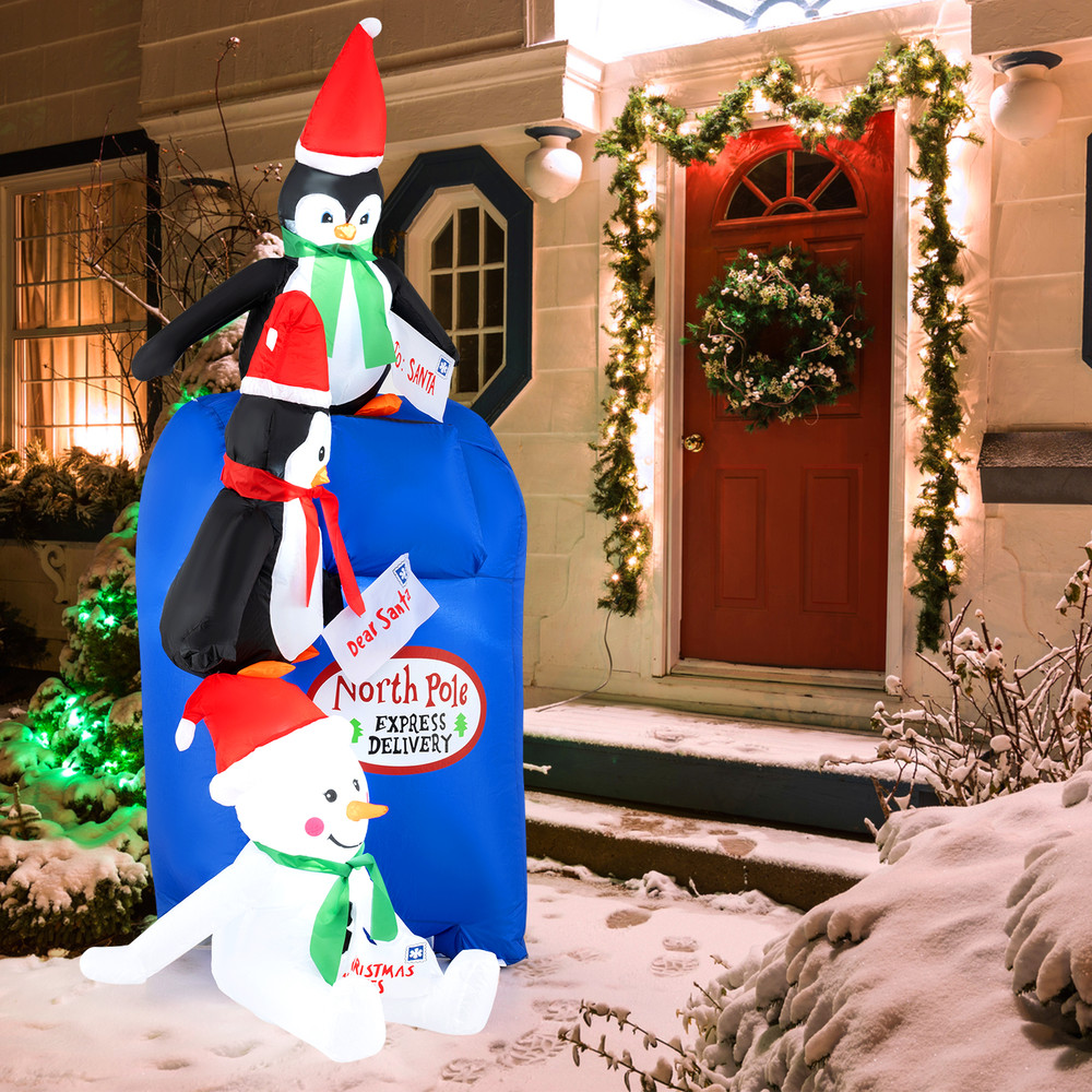 6 Ft Lighted Christmas Inflatable Penguins Snowman With Builtin LED Lights 0