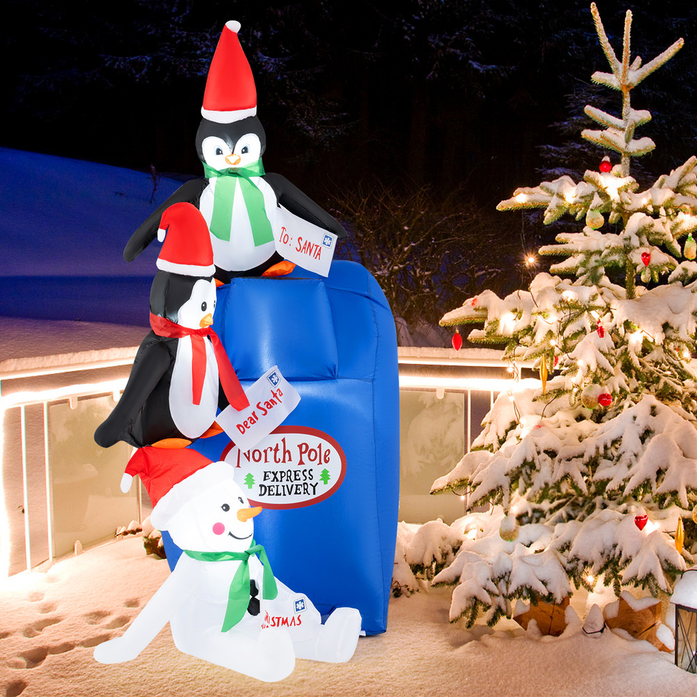 6 Ft Lighted Christmas Inflatable Penguins Snowman With Builtin LED Lights 1