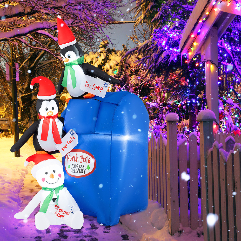 6 Ft Lighted Christmas Inflatable Penguins Snowman With Builtin LED Lights 2