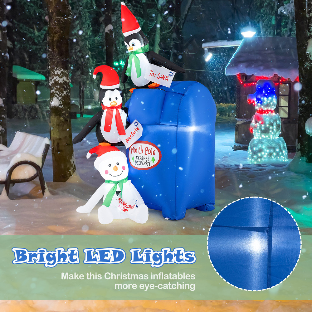 6 Ft Lighted Christmas Inflatable Penguins Snowman With Builtin LED Lights 5