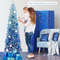 6ft Blue Gradient Snow Flocked Artificial Christmas Tree 435 Tips, Realistic & Elegant