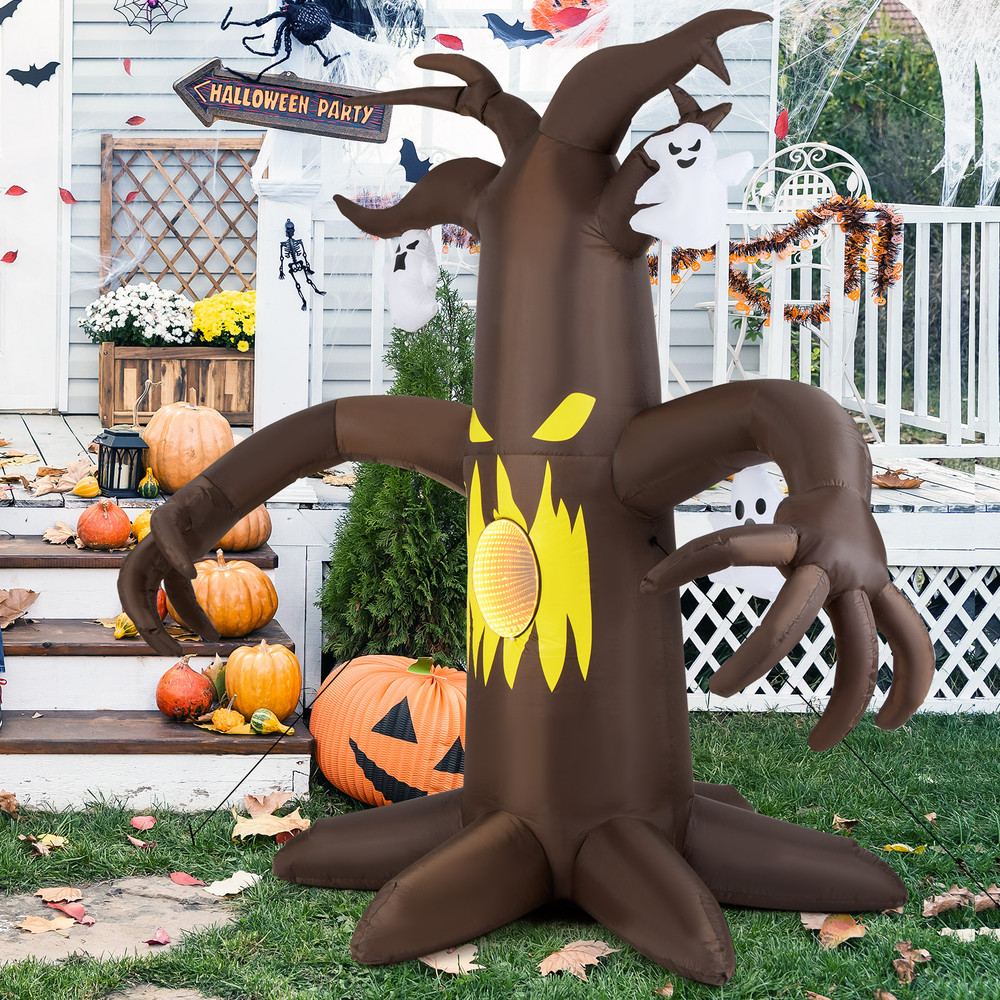 7.8 Ft Halloween Inflatables Scary Dead Tree with Ghost Outdoor Halloween Decoration