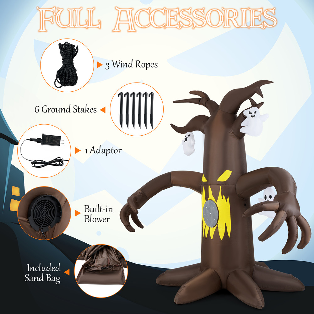 7.8 Ft Halloween Inflatables Scary Dead Tree with Ghost Outdoor Halloween Decoration