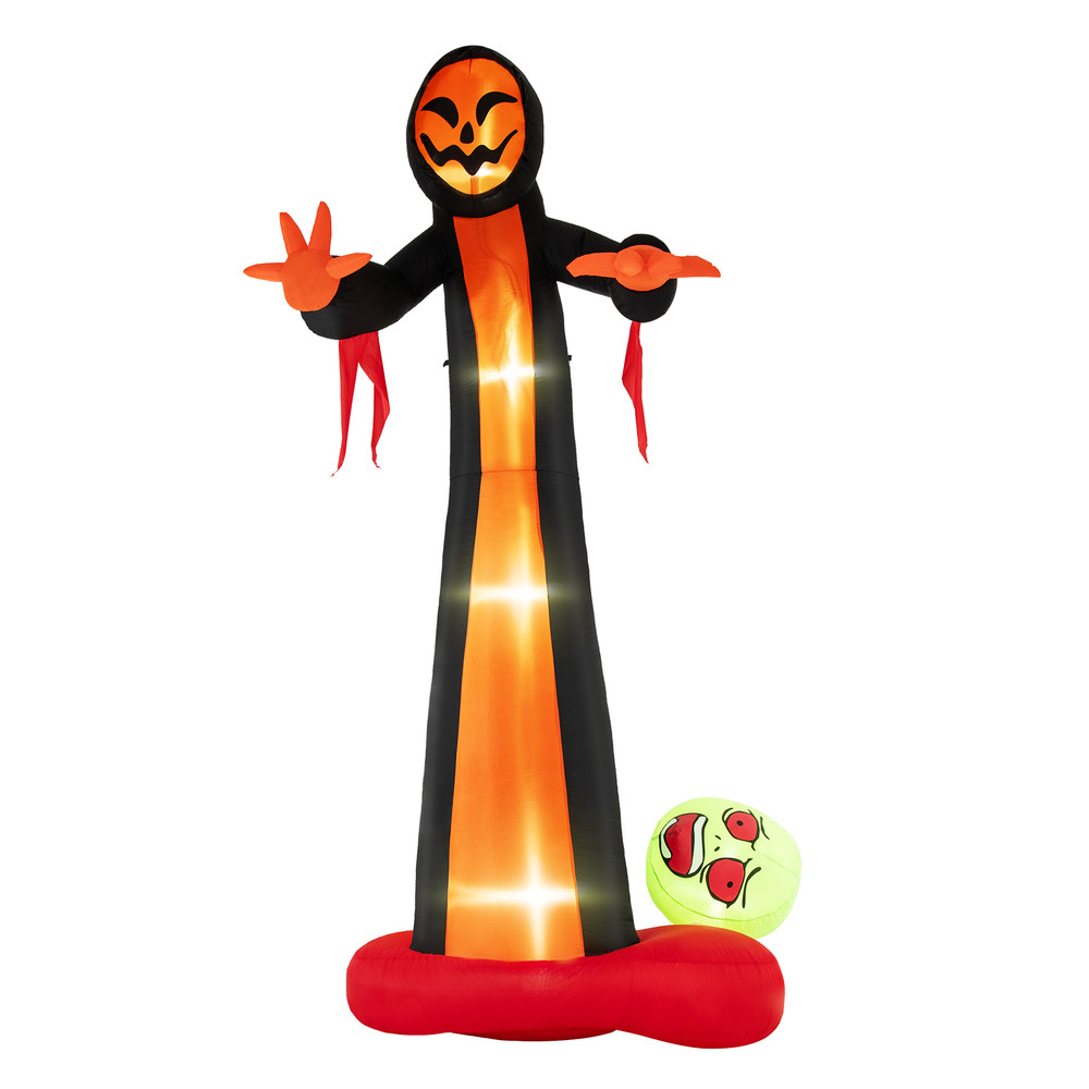 12 Foot Inflatable Grim Reaper Ghost with LED Lights Scary Skull Halloween Decoration for Yard