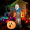 Giant 7FT Light Up Scarecrow Inflatable, Animated Pumpkin Ghost with Spooky LED Eyes for Outdoor Halloween Decor