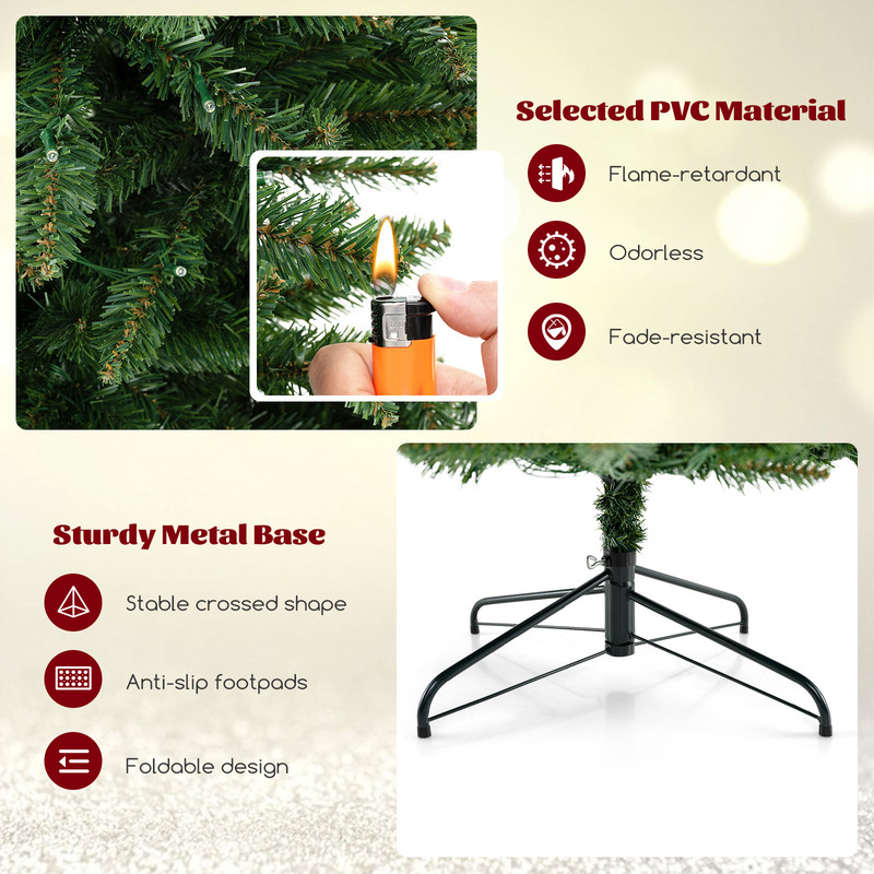 8FT Corner Artificial Christmas Tree with 1137 Tips & 360 Warm White LEDs, Space Saving Holiday Decor