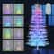 7 FT Artificial Pre-lit Christmas Tree, Hinged Xmas Tree with 820 Coral-like Branch Tips RGB Lights