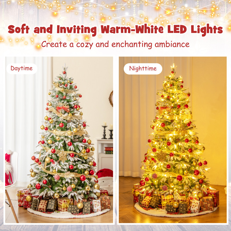 Warm White LED Pre-Lit Christmas Tree, 6/7.5/9 FT Artificial Tree with 765-1871 Tips