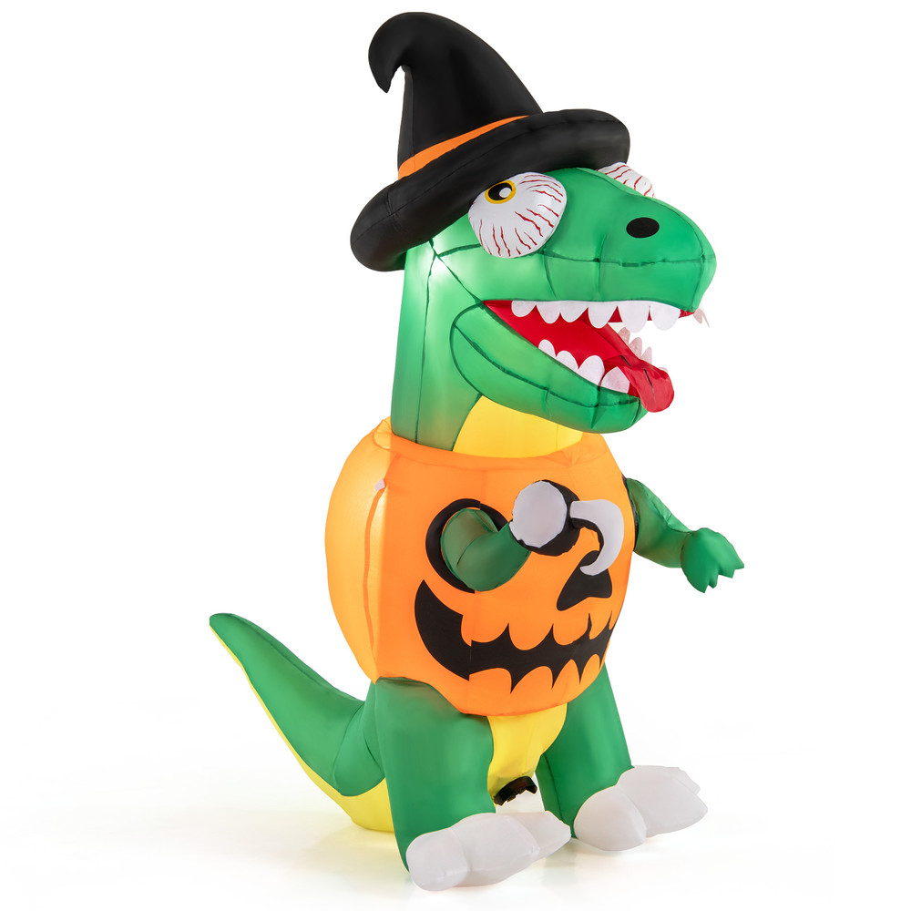 6FT Blow up Inflatable Pumpkin Dinosaur Yard Decoration with Built-in LED Lights, Halloween Outdoor Lighted Lawn Decor