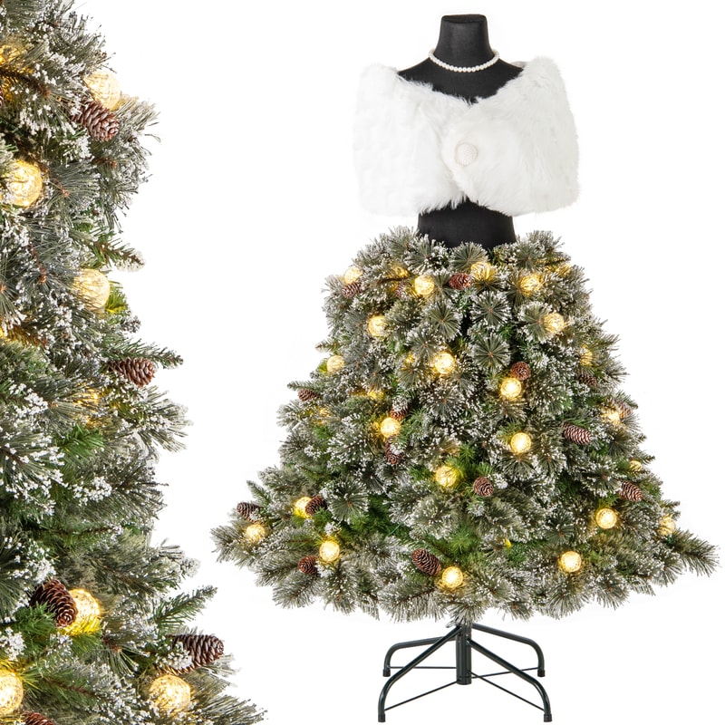5 FT Pre-lit Mannequin Artificial Christmas Tree Dress Form Xmas Tree with 465 Branch Tips and LED Lights for Decor