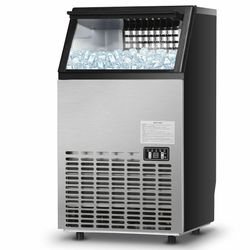 portable built-in commercial ice maker, stainless steel ice machine with quick ice production for home, bar & business