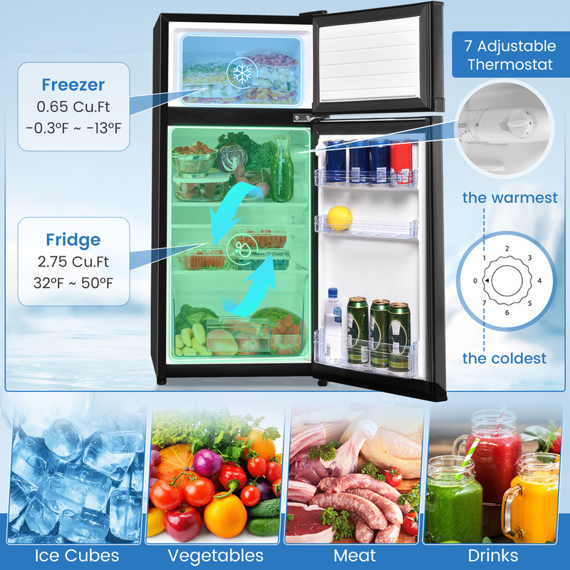 2 Door Compact Refrigerator Cold Rolled Sheet Design for Dorms & Small Spaces