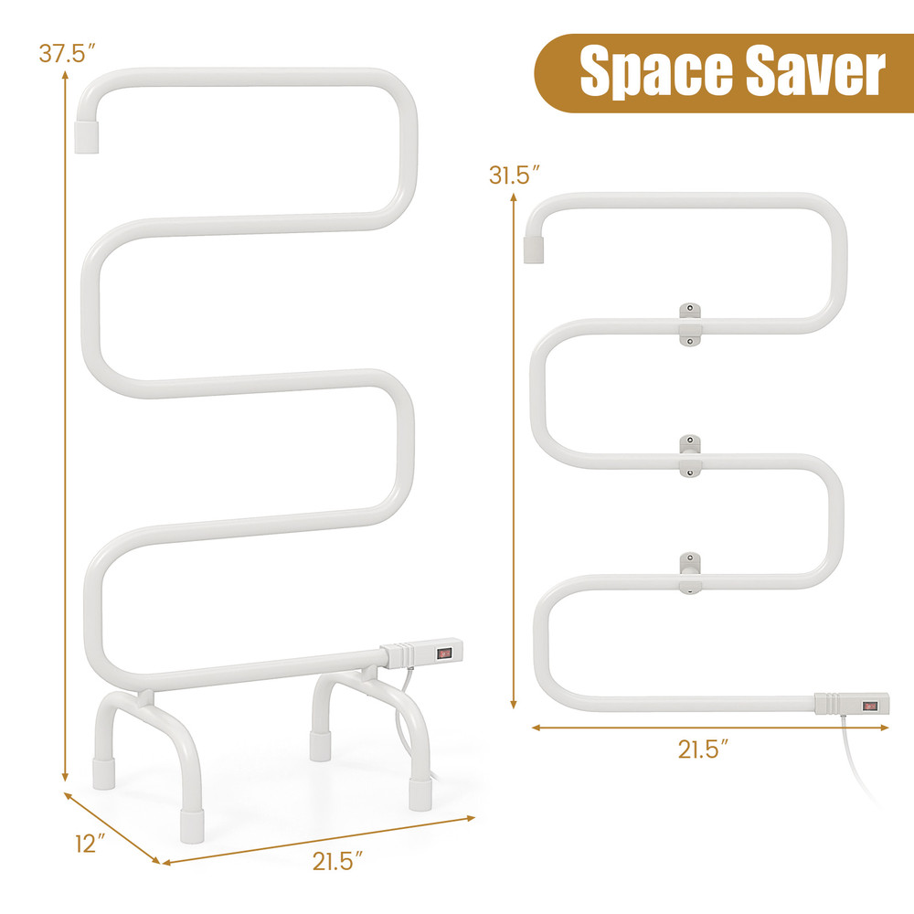 100W Electric Towel Warmer Drying Rack Fast Heating & Wall Mountable