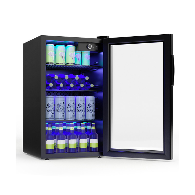 120 Can Beverage Mini Refrigerator with Glass Door Compact Cooler for Cans & Bottles