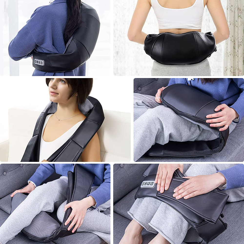 Electric Back & Neck Massager with Heat Straps, Deep Kneading Shoulder Relief