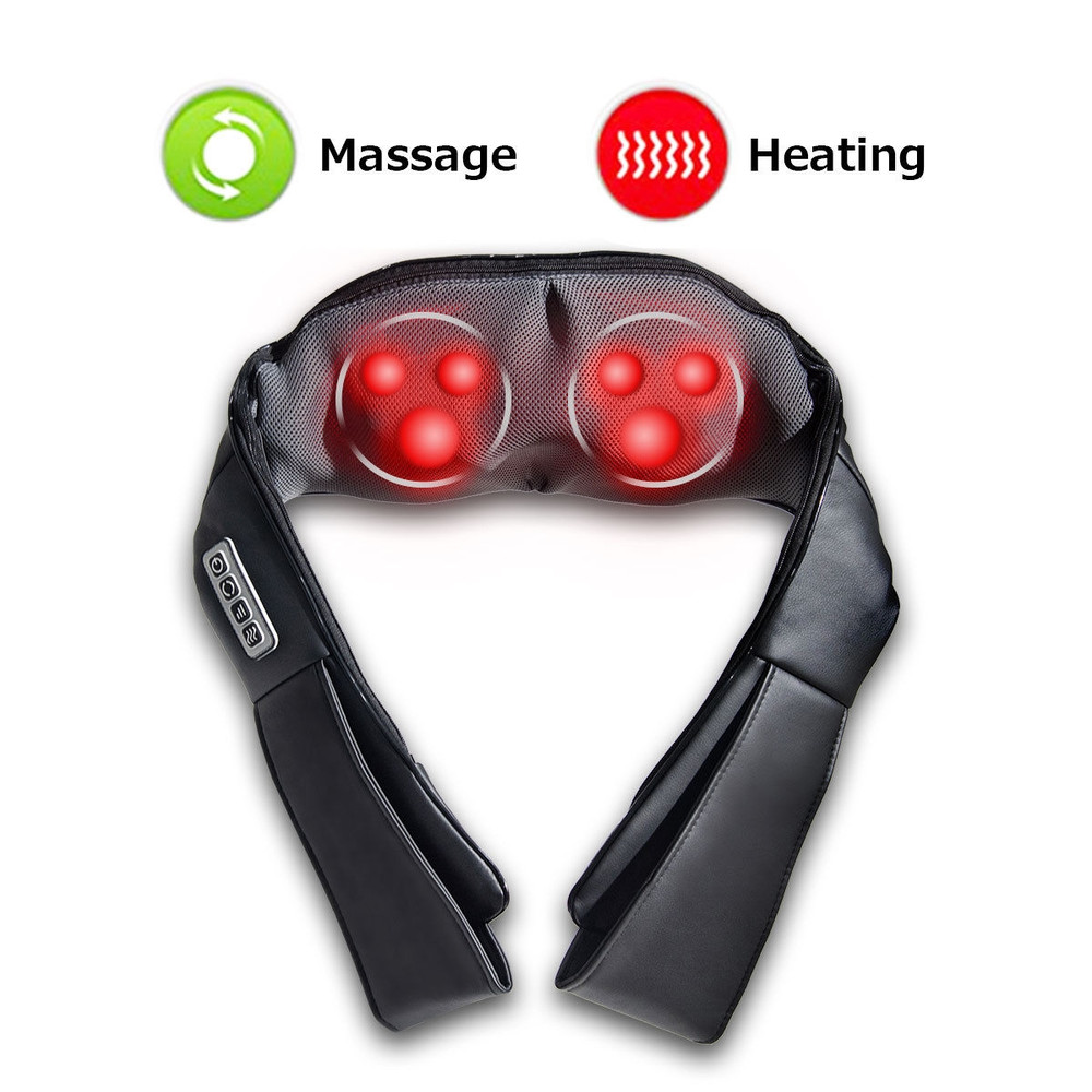 Electric Back & Neck Massager with Heat Straps, Deep Kneading Shoulder Relief