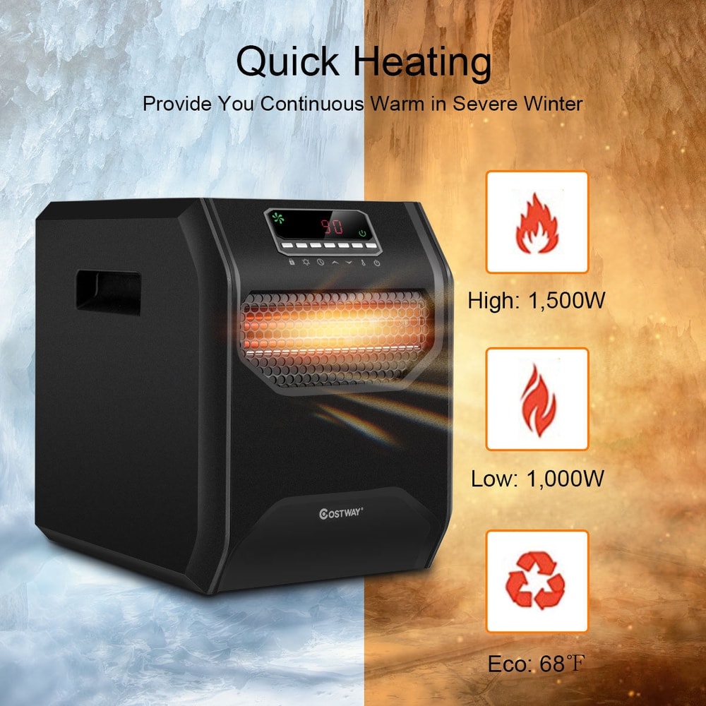 12H Timer LED Space Heater With Remote Control Portable Electric Heater For Home Office 2