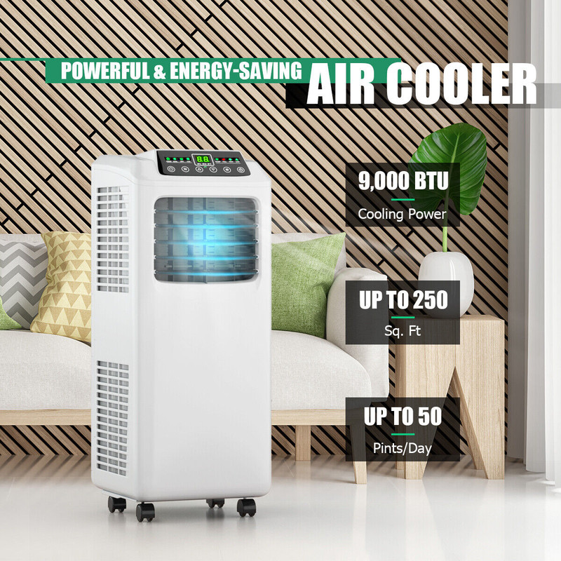 Portable Air Conditioner with Built-in Dehumidifier & Remote Control, Quiet AC Unit for Room, Bedroom, Office, Easy Move