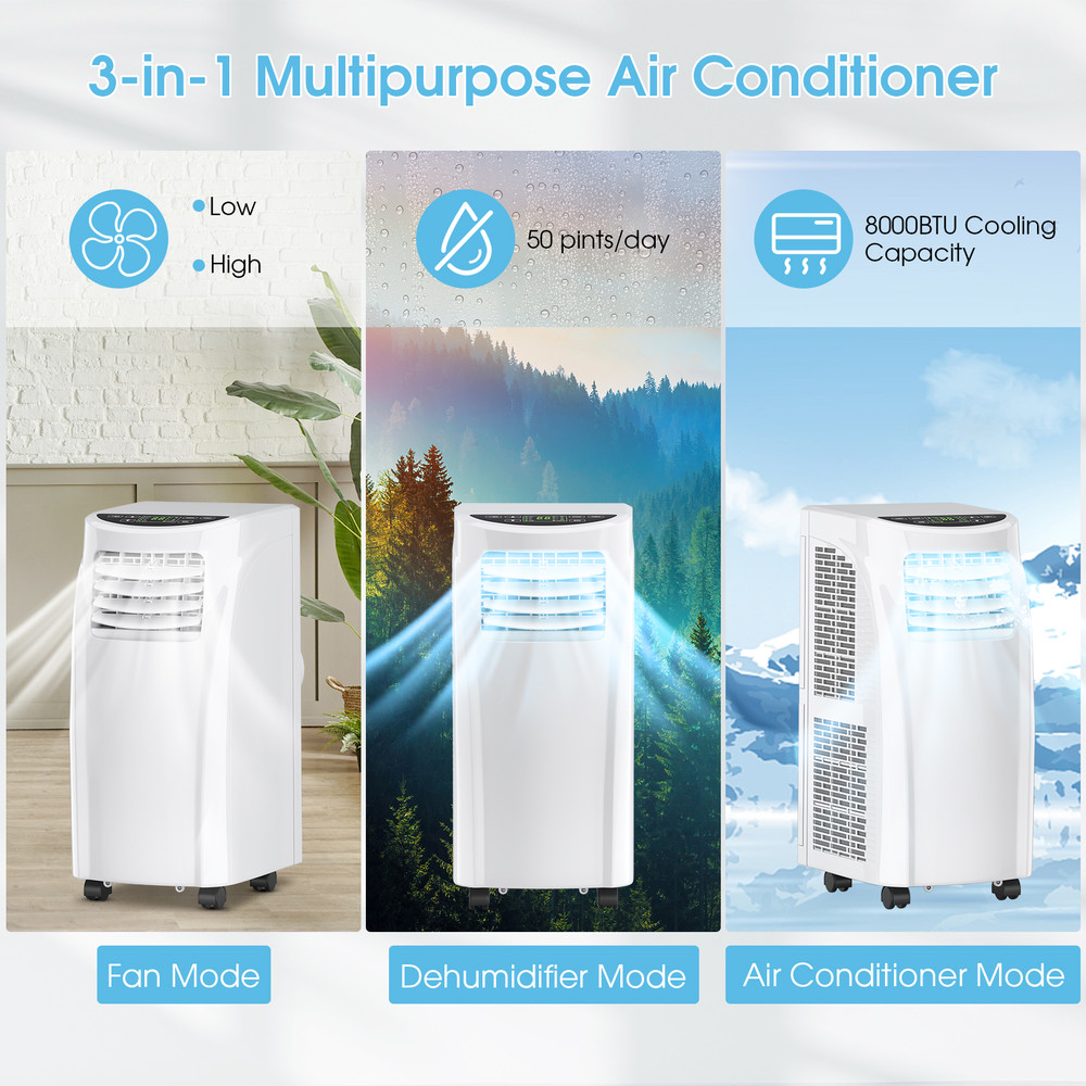 Portable Air Conditioner with Sleep Mode, Dehumidifier & Remote, Quiet Compact AC Unit for Room, Office & Bedroom Cool