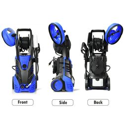 3000 psi electric high pressure washer with 5 nozzles & hose reel, portable power washer for car, driveway, patio & home