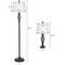 2 Table Lamps 1 Floor Lamp Set with Fabric Shades, Modern Bronze Metal Lamp Set for Living Room, Bedroom, Home Office
