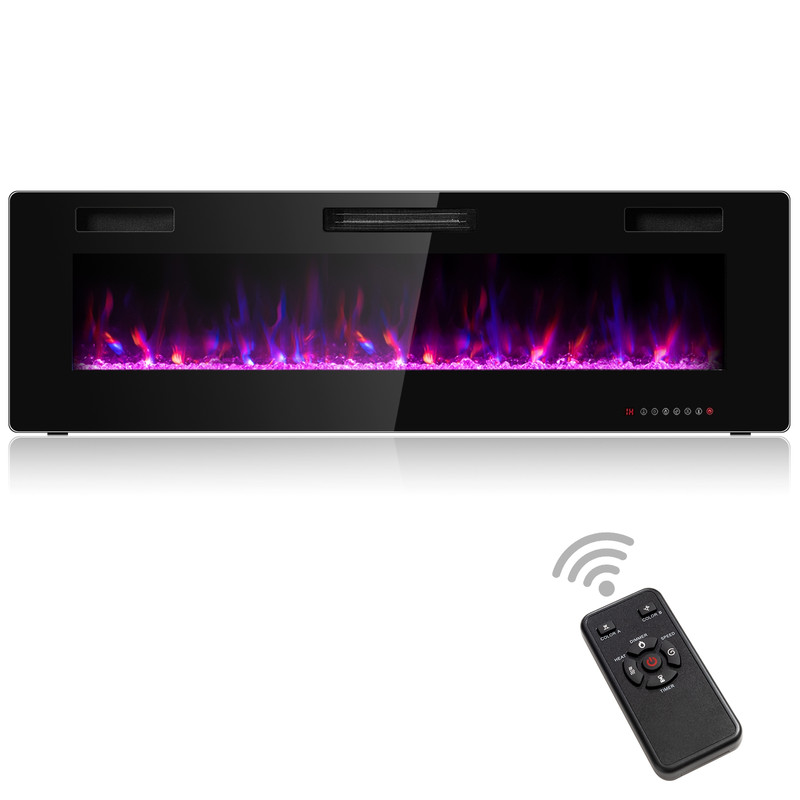 Modern 60-Inch Electric Fireplace, Ultra Thin Design with 2 Heat Settings