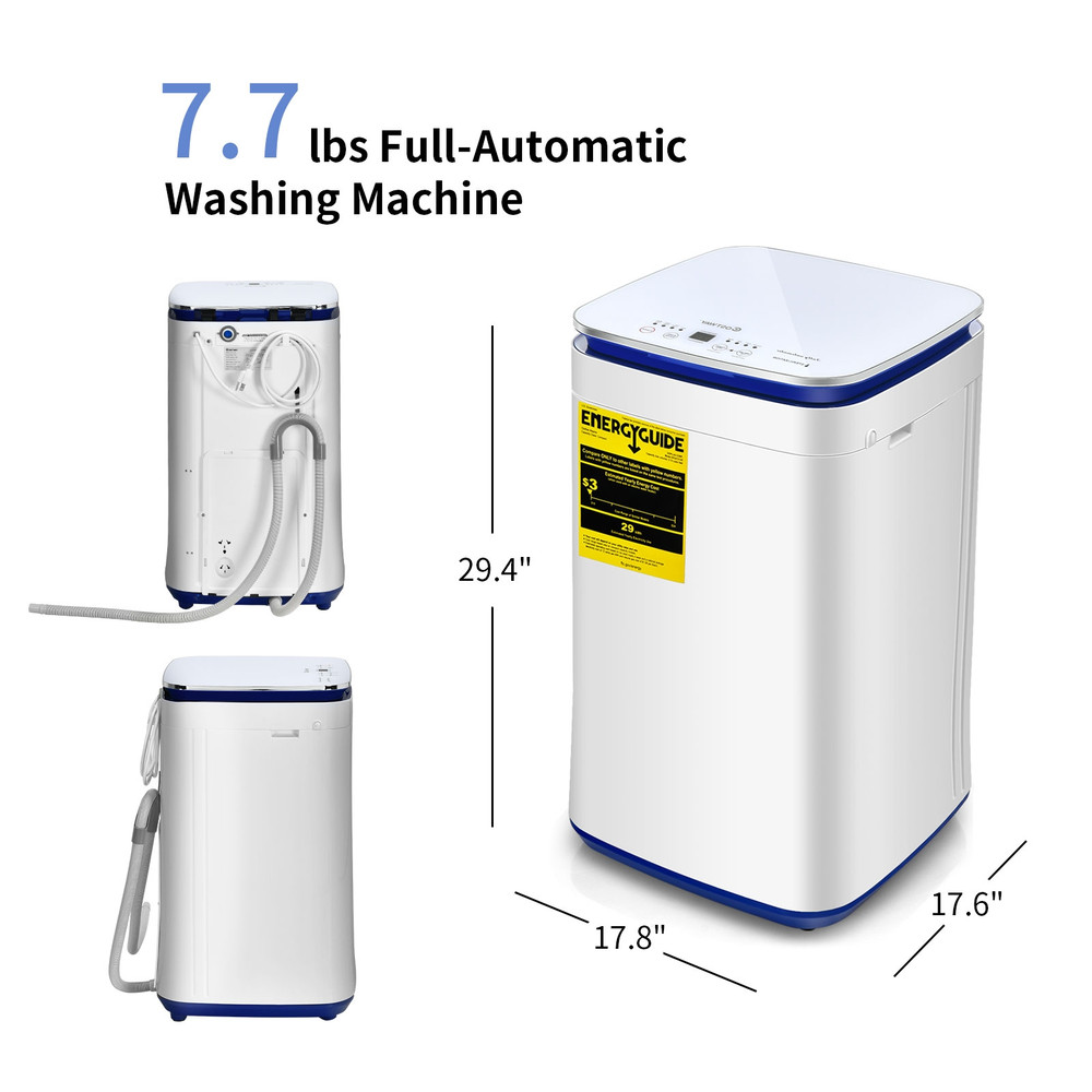 Portable Washing Machine, 7.7 lbs Capacity, Full Automatic with Heating & Drain Pump