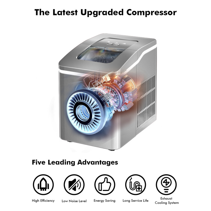 Portable Countertop Ice Maker, 26lbs/24h Ice Production with Free Scoop