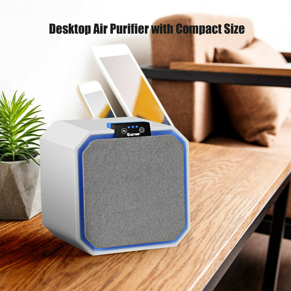 HEPA Air Purifier for Home, Compact Desktop Air Cleaner with 2-in-1 Filter Technology