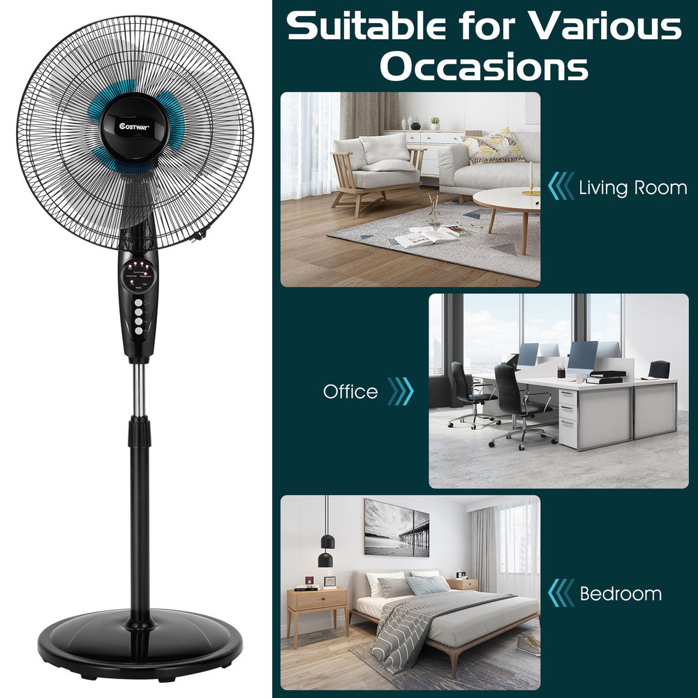 Adjustable Desk Fan, 16" Quiet Oscillating Stand Fan for Home, Office & Bedroom