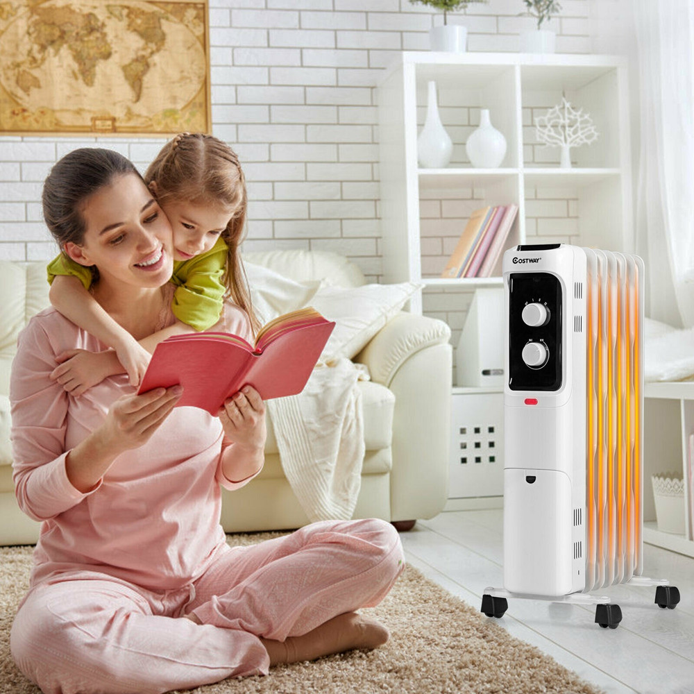1500W Portable Space Heater with Adjustable Thermostat, Oil-Filled Radiator Heater for Home & Office