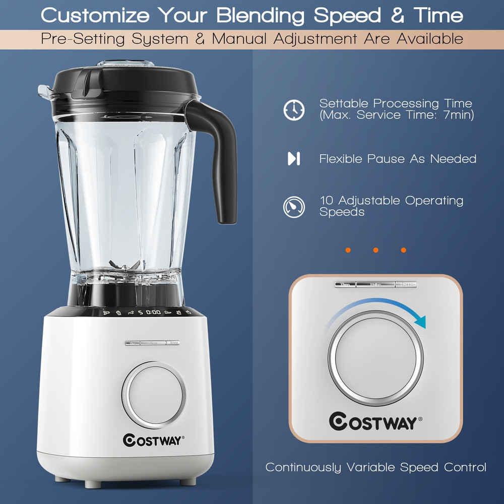 1500W Countertop Smoothies Blender, 10-Speed Control & 6 Pre-Set Programs for Perfect Blending