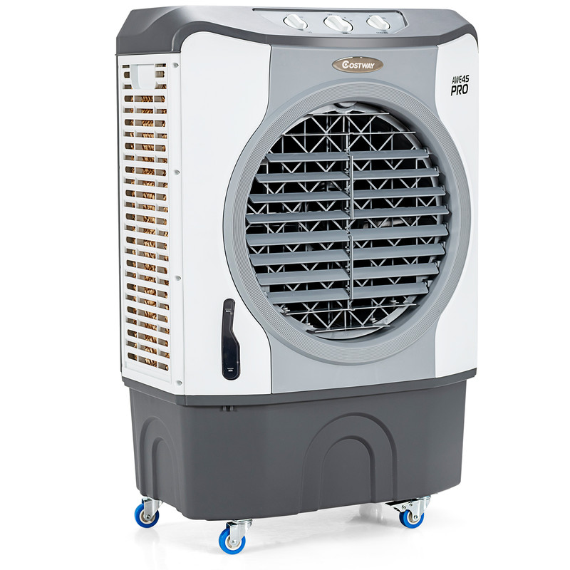 4-in-1 Industrial Evaporative Air Cooler Fan with 12 Gallon (45L) Tank, Wheels & 100 Oscillation, Cools Up to 1800 Sq.