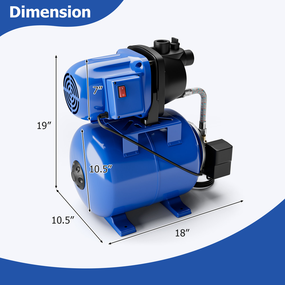 1200 W Garden Water Pump, Shallow Well Pump for Pressurized Irrigation & Water Supply