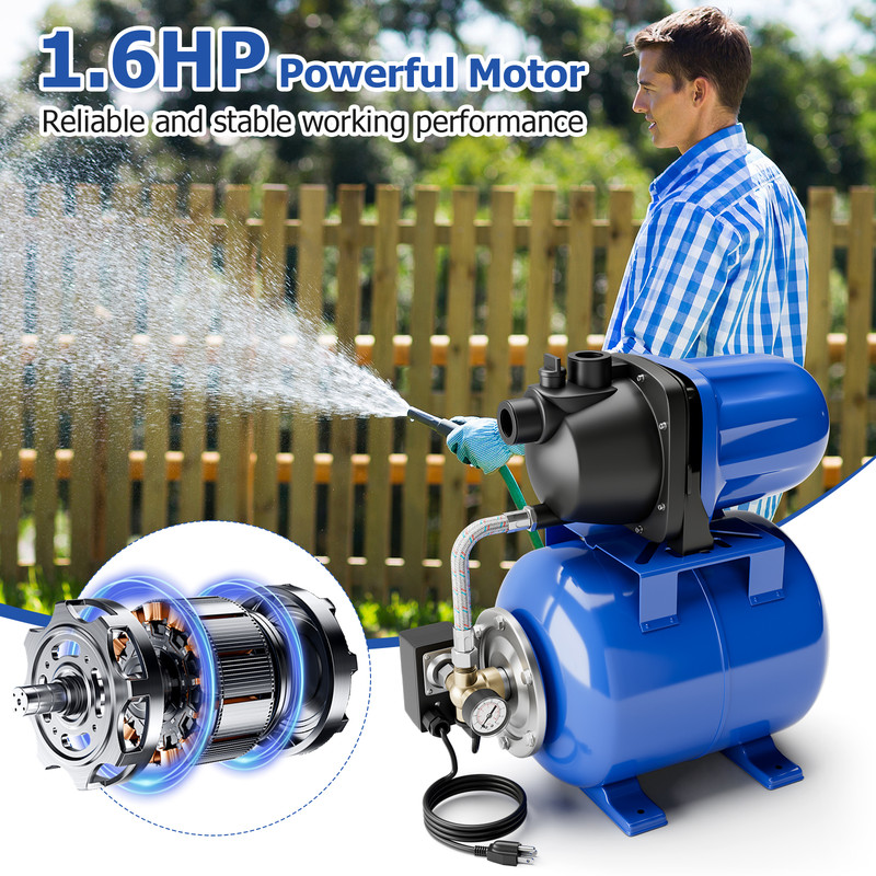1200 W Garden Water Pump, Shallow Well Pump for Pressurized Irrigation & Water Supply