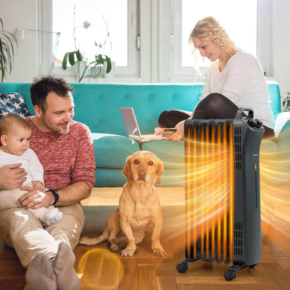 OilFilled Radiator Heater With 3Level Heat 1500W Portable Heater For Large Rooms 1