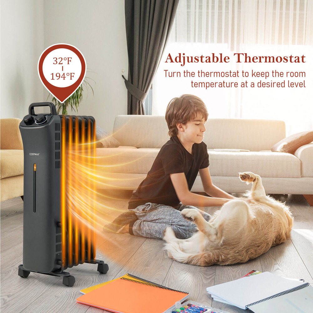 OilFilled Radiator Heater With 3Level Heat 1500W Portable Heater For Large Rooms 3
