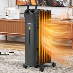 oil-filled radiator heater with 3-level heat, 1500w portable heater for large rooms