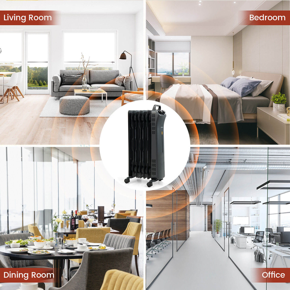 OilFilled Radiator Heater With 3Level Heat 1500W Portable Heater For Large Rooms 6