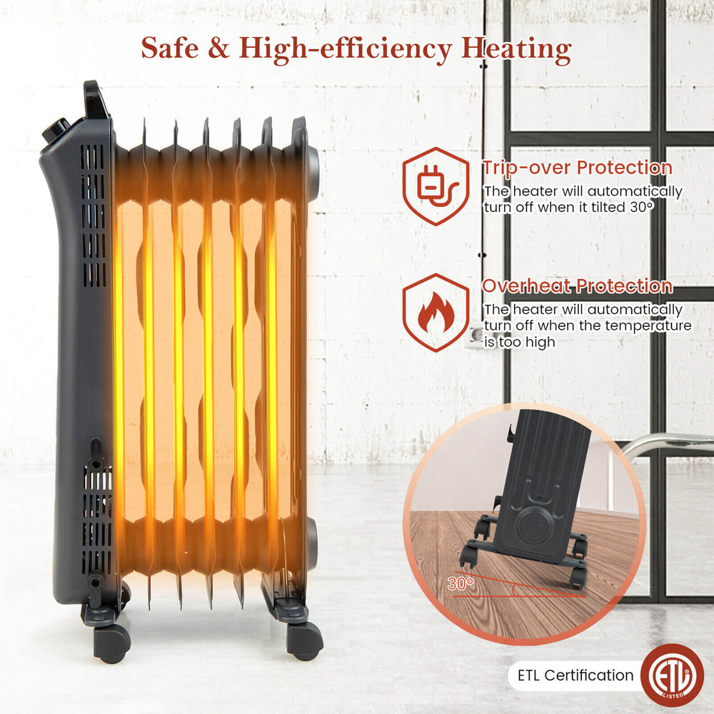 OilFilled Radiator Heater With 3Level Heat 1500W Portable Heater For Large Rooms 7